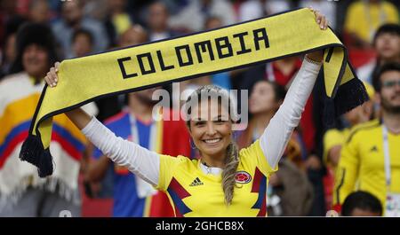 Ein Columbia-Fan vor während der FIFA-Weltmeisterschaft 2018 Runde von 16 Spiel im Spartak-Stadion, Moskau. Bild Datum 3. Juli 2018. Bildnachweis sollte lauten: David Klein/Sportimage via PA Images Stockfoto