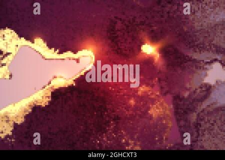 Vinatge abstrakte Gold-, Burgunder- und lila Marmorstruktur mit funkelnden Reflexen. Vektor Hintergrund in Alkoholtinte Technik mit Glitzer. Vorlage für Banner Stock Vektor