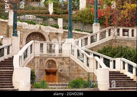 Strudlhofstiege eine alte Treppe in der Wiener Herbstsaison Stockfoto