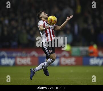 George Baldock von Sheffield Utd während des Sky Bet Championship-Spiels im Bramall Lane Stadium, Sheffield. Bilddatum: 26. Dezember 2018. Bildnachweis sollte lauten: Simon Bellis/Sportimage via PA Images Stockfoto