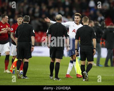 Die DELE Alli von Tottenham Hotspur appelliert an den Schiedsrichter während des Spiels der Premier League im Wembley Stadium, London. Bilddatum: 13. Januar 2019. Bildnachweis sollte lauten: David Klein/Sportimage Stockfoto