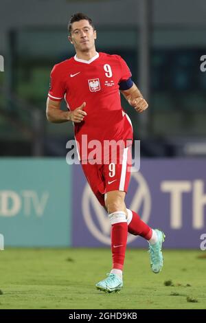 Serravalle, Italien, 5. September 2021. Robert Lewandowski aus Polen während des Qualifikationsspielen der FIFA-Weltmeisterschaft im San Marino Stadium, Serravalle. Bildnachweis sollte lauten: Jonathan Moscrop / Sportimage Stockfoto