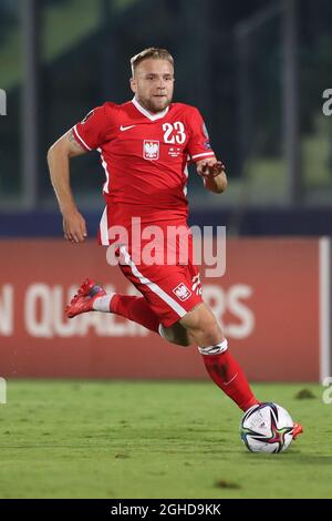 Serravalle, Italien, 5. September 2021. Tymoteusz Puchacz aus Polen während des FIFA-WM-Qualifikationsspiels im San Marino Stadium, Serravalle. Bildnachweis sollte lauten: Jonathan Moscrop / Sportimage Stockfoto