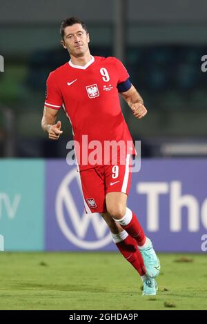 Serravalle, Italien, 5. September 2021. Robert Lewandowski aus Polen während des Qualifikationsspielen der FIFA-Weltmeisterschaft im San Marino Stadium, Serravalle. Bildnachweis sollte lauten: Jonathan Moscrop / Sportimage Stockfoto