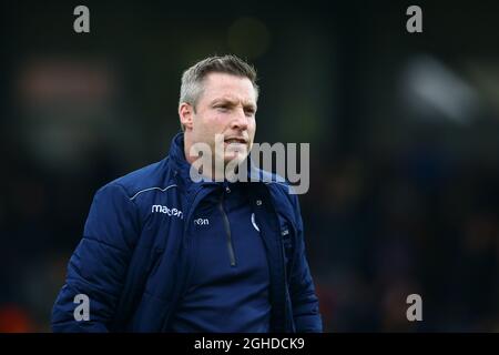 Millwall-Manager Neil Harris beim Spiel der fünften Runde des FA Cup im Cherry Red Records Stadium, London. Bilddatum: 16. Februar 2018. Bildnachweis sollte lauten: Craig Mercer/Sportimage via PA Images Stockfoto