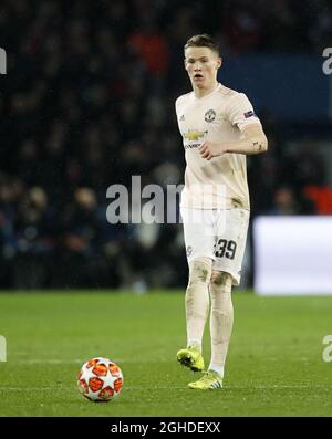 Scott McTominay von Manchester United während des sechzehn-gewinnt-Spiels der UEFA Champions League im Parc des Princes Stadium, Paris. Bilddatum: 6. März 2019. Bildnachweis sollte lauten: David Klein/Sportimage via PA Images Stockfoto