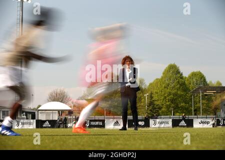 Rita Guarino Managerin von Juventus beim Halbfinale der Coppa Italia in der 2. Etappe im Juventus Center in Vinovo. Bilddatum: 17. April 2019. Bildnachweis sollte lauten: Jonathan Moscrop/Sportimage via PA Images Stockfoto