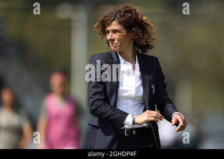 Rita Guarino Managerin von Juventus beim Halbfinale der Coppa Italia in der 2. Etappe im Juventus Center in Vinovo. Bilddatum: 17. April 2019. Bildnachweis sollte lauten: Jonathan Moscrop/Sportimage via PA Images Stockfoto