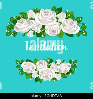 Niedliches Poster mit weißen Rosen-Knospen Stock Vektor