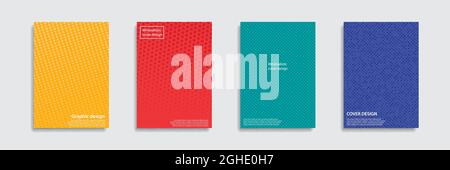 Minimales Abdeckungsdesign. Farbige Halftone mit Punkten. Zukünftige geometrische Muster. EPS10-Vektor. Stock Vektor