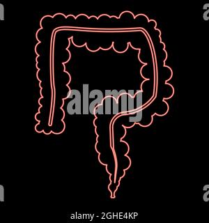 Neon Darm rot Farbe Vektor Illustration flachen Stil Licht Bild Stock Vektor