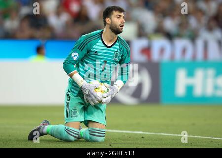 Antonio Sivera aus Spanien während des UEFA-U-21-Meisterschaftsspiel im Stadio Friuli. Bilddatum: 30. Juni 2019. Bildnachweis sollte lauten: Jonathan Moscrop/Sportimage via PA Images Stockfoto