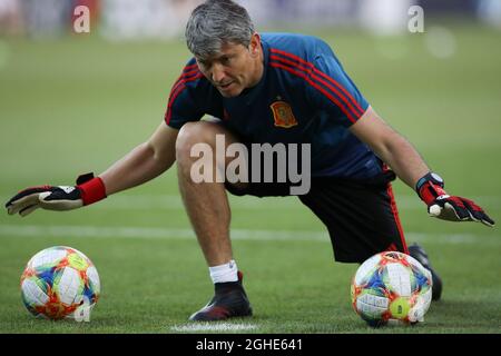 Spanien U21 Torwarttrainer Miguel Angel Espana während des UEFA U-21-Meisterschaftsspiel im Stadio Friuli. Bilddatum: 30. Juni 2019. Bildnachweis sollte lauten: Jonathan Moscrop/Sportimage via PA Images Stockfoto