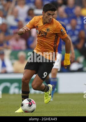 Raul Jimenez von Wolverhampton Wanderers während ihres Premier League-Spiels gegen Leicester City im King Power Stadium, Leicester. Bilddatum: 11. August 2019. Bildnachweis sollte lauten: Darren Staples/Sportimage via PA Images Stockfoto