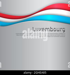 Abstrakt schwenkende luxemburger Flagge. Papier geschnitten. Kreativer Metallhintergrund für die Gestaltung der patriotischen Urlaubskarte. Nationales Plakat. staatliches luxemburgisch Stock Vektor