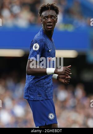 Chelsea's Tammy Abraham beim Premier League-Spiel gegen Leicester City in Stamford Bridge, London. Bilddatum: 18. August 2019. Bildnachweis sollte lauten: Simon Bellis/Sportimage via PA Images Stockfoto