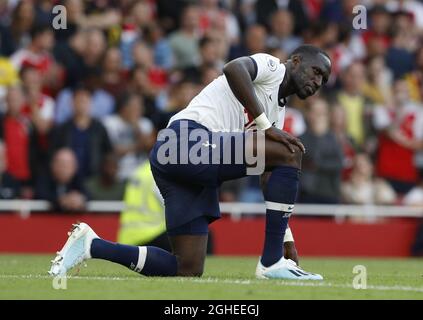 Moussa Sissoko von Tottenham wurde während des Spiels der Premier League im Emirates Stadium, London, niedergeschlagen. Bilddatum: 1. September 2019. Bildnachweis sollte lauten: Darren Staples/Sportimage via PA Images Stockfoto