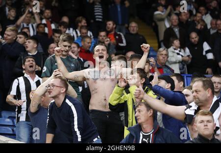 Newcastles lang leidende Fans während des Premier League-Spiels UnitedÕs King Power Stadium, Leicester. Bilddatum: 29. September 2019. Bildnachweis sollte lauten: Darren Staples/Sportimage via PA Images Stockfoto