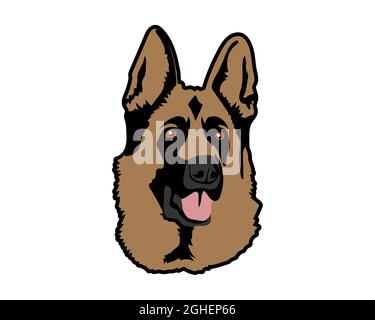 Isolierter deutscher Schäferhund auf weißem Hintergrund. Haustiere. Stock Vektor