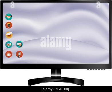 Neues Format für Monitorvorderseite und schwarze Vektorzeichnung EPS10 isoliert auf weißem Hintergrund Stock Vektor