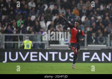 Christian Kouame von Genua CFC feiert, nachdem er das Spiel während des Serie-A-Spiels im Allianz Stadium, Turin, mit 1-1 Punkten bewertet hat. Bilddatum: 30. Oktober 2019. Bildnachweis sollte lauten: Jonathan Moscrop/Sportimage via PA Images Stockfoto