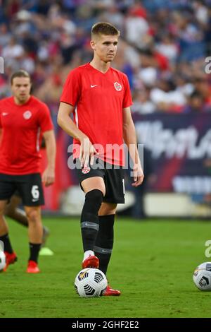 Nashville, TN, USA. September 2021. Der kanadische Mittelfeldspieler Liam Fraser (12), vor dem WM-Qualifikationsspiel zwischen Kanada und den USA, im Nissan Stadium in Nashville, TN. Kevin Langley/CSM/Alamy Live News Stockfoto