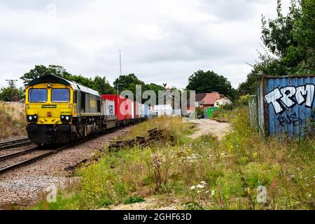 Güterzug Westerfield Suffolk England Stockfoto