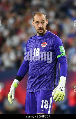 Nashville, TN, USA. September 2021. Kanadas Torwart Milan Borjan (18), während des WM-Qualifikationsspiel zwischen Kanada und den USA, im Nissan Stadium in Nashville, TN. Kevin Langley/CSM/Alamy Live News Stockfoto