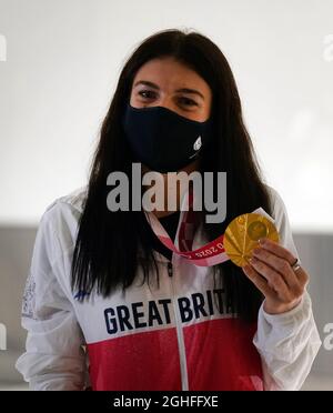 Der britische Lauren Steadman kommt nach den Paralympischen Spielen in Tokio 2020 am Flughafen Heathrow in London an. Bilddatum: Montag, 6. September 2021. Stockfoto