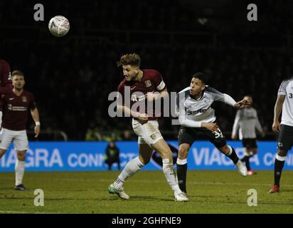 Curtis Davies von Derby County hat beim FA-Cup-Spiel im PTS Academy Stadium, Northampton, einen Torversuch unternommen. Bilddatum: 24. Januar 2020. Bildnachweis sollte lauten: Darren Staples/Sportimage via PA Images Stockfoto