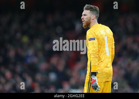 OlympiakosÕ-Torwart Jose Sa während des Spiels der UEFA Europa League im Emirates Stadium, London. Bilddatum: 27. Februar 2020. Bildnachweis sollte lauten: Paul Terry/Sportimage via PA Images Stockfoto