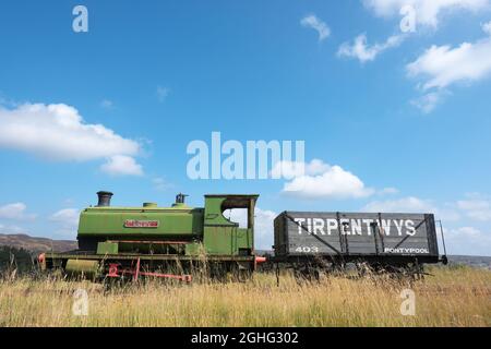 Das Big Pit National Coal Museum hat im September 2021 die Dampflokomotive Nora No 5 in der Kohlemine und dem Weltkulturerbe Blaenavon Wales in Großbritannien erhalten Stockfoto