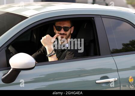 Leonardo Bonucci, der italienische Verteidiger von Juventus, kommt zum Training im Juventus Training Center in Turin an. Bilddatum: 22. Mai 2020. Bildnachweis sollte lauten: Jonathan Moscrop/Sportimage via PA Images Stockfoto