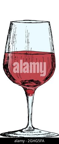 Ein Glas Rotwein Vintage Hand Drawn Sketch Vektor Illustration. Stock Vektor