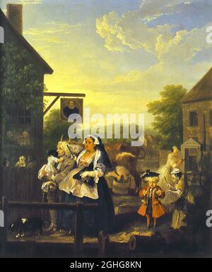 William Hogarth Kunstwerk aus der Serie Four Times of the Day vollendet 1736 und 1738 - Abend Stockfoto
