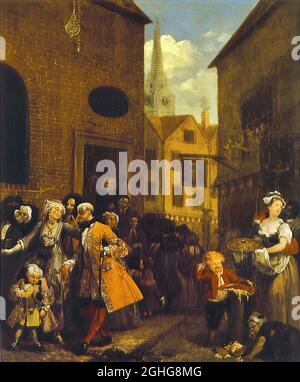 William Hogarth Kunstwerk aus der Serie Four Times of the Day fertiggestellt in 1736 und 1738 - mittags Stockfoto