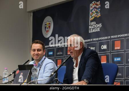 Der Cheftrainer des Kosovo, Bernard Challandes, während der Video-Pressekonferenz der UEFA Nations League nach dem Spiel im Stadio Ennio Tardini, Parma. Bilddatum: 3. September 2020. Bildnachweis sollte lauten: Jonathan Moscrop/Sportimage via PA Images Stockfoto