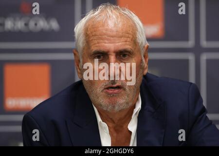 Der Cheftrainer des Kosovo, Bernard Challandes, während der Video-Pressekonferenz der UEFA Nations League nach dem Spiel im Stadio Ennio Tardini, Parma. Bilddatum: 3. September 2020. Bildnachweis sollte lauten: Jonathan Moscrop/Sportimage via PA Images Stockfoto