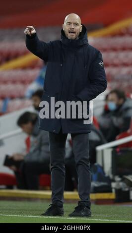 Erik ten Hag-Manager von Ajax während des UEFA Champions League-Spiels in Anfield, Liverpool. Bilddatum: 1. Dezember 2020. Bildnachweis sollte lauten: Darren Staples/Sportimage via PA Images Stockfoto