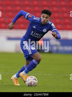James Justin von Leicester City während des FA Cup Spiels im bet365 Stadium, Stoke. Bilddatum: 9. Januar 2021. Bildnachweis sollte lauten: Andrew Yates/Sportimage via PA Images Stockfoto
