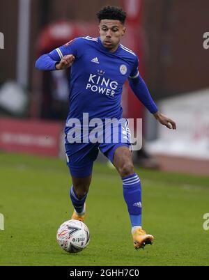 James Justin von Leicester City während des FA Cup Spiels im bet365 Stadium, Stoke. Bilddatum: 9. Januar 2021. Bildnachweis sollte lauten: Andrew Yates/Sportimage via PA Images Stockfoto