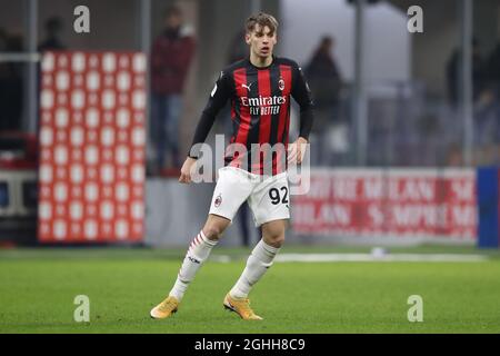 Giacomo Olzer vom AC Mailand während des Coppa Italia-Spiels bei Giuseppe Meazza, Mailand. Bilddatum: 12. Januar 2021. Bildnachweis sollte lauten: Jonathan Moscrop/Sportimage via PA Images Stockfoto