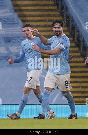 Lkay Gundogan von Manchester City (R) feiert sein zweites Tor während des Premier League-Spiels im Etihad Stadium, Manchester. Bilddatum: 20. Januar 2021. Bildnachweis sollte lauten: Andrew Yates/Sportimage via PA Images Stockfoto