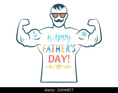 Vektor Vintage Grußkarte für Vatertag mit besten Vater auf isoliertem Hintergrund. Alles gute zum Vatertag. Vektordarstellung von DAD. Stock Vektor