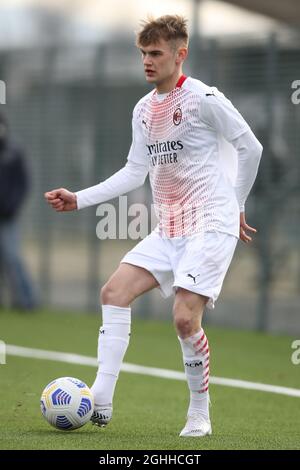 Antonio Mionic vom AC Mailand während des Primavera 1-Spiels im Stadio Comunale di Volpiano, Volpiano. Bilddatum: 27. Januar 2021. Bildnachweis sollte lauten: Jonathan Moscrop/Sportimage via PA Images Stockfoto