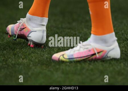 Cristiano Ronaldo von Juventus neuen Nike Mercurial Fußballschuhen wird beim Aufwärmen vor dem Spiel der Serie A im Luigi Ferraris in Genua gesehen. Bilddatum: 30. Januar 2021. Bildnachweis sollte lauten: Jonathan Moscrop/Sportimage via PA Images Stockfoto