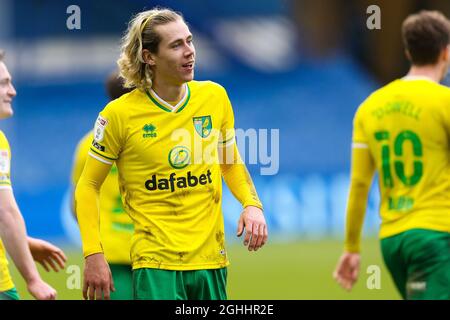 Todd Cantwell von Norwich City feiert am Mittwoch den Torrauf gegen Sheffield während des Sky Bet Championship-Spiels in Hillsborough, Sheffield. Bilddatum: 14. März 2021. Bildnachweis sollte lauten: Barry Coombs/Sportimage via PA Images Stockfoto