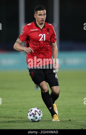 Odise Roshi aus Albanien während des Qualifikationsspiels der FIFA-Weltmeisterschaft im San Marino Stadium, Serravalle. Bilddatum: 31. März 2021. Bildnachweis sollte lauten: Jonathan Moscrop/Sportimage via PA Images Stockfoto