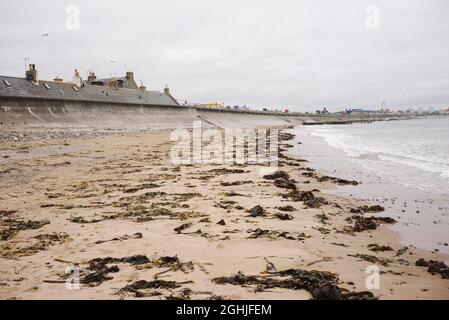 Blick entlang der Strandpromenade von 'Fittie' oder Footdee, einem kleinen Fischerdorf am Hafen der Stadt Aberdeen. Stockfoto