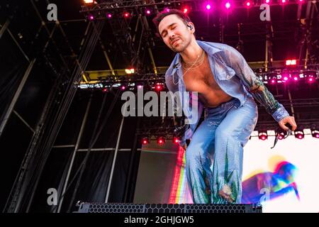 Napa, USA. September 2021. MAX tritt am 3. Tag des BottleRock Napa Valley Music Festivals 2021 auf der Napa Valley Expo am 5. September 2021 in Napa, Kalifornien, auf. Foto von Chris Tuite/ImageSPACE Credit: Imagespace/Alamy Live News Stockfoto